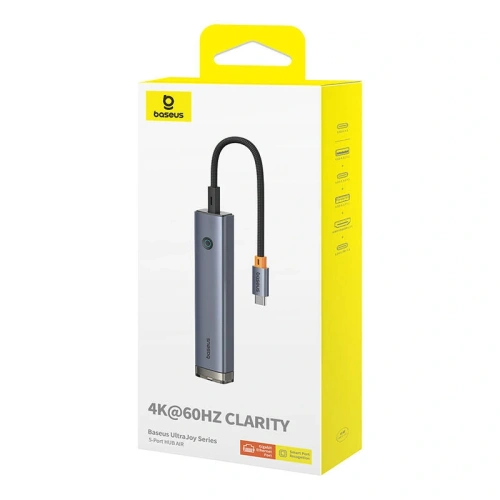 HUB 5w1 Baseus Ultra Joy USB-C / HDMI 2xUSB3.0, USB-C PD, RJ45 (szary) HUB 5w1 Baseus Ultra Joy USB-C / HDMI 2xUSB3.0, USB-C PD, RJ45 (szary)