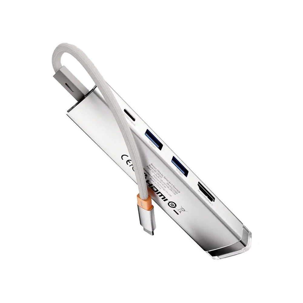 HUB 5w1 Baseus Ultra Joy USB-C / HDMI 2xUSB3.0, USB-C PD, RJ45 (srebrny)