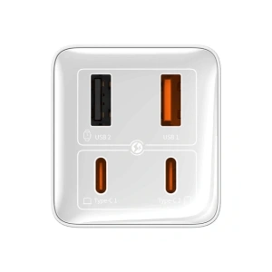Ładowarka sieciowa Baseus GaN6 Pro 2xUSB-C, 2xUSB-A 100W (biała)