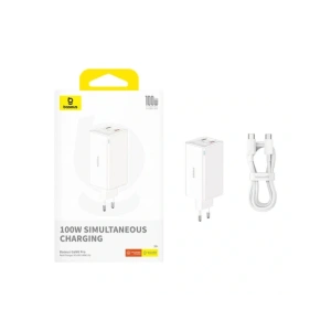 Ładowarka sieciowa Baseus GaN6 Pro 2xUSB-C, 2xUSB-A 100W (biała)