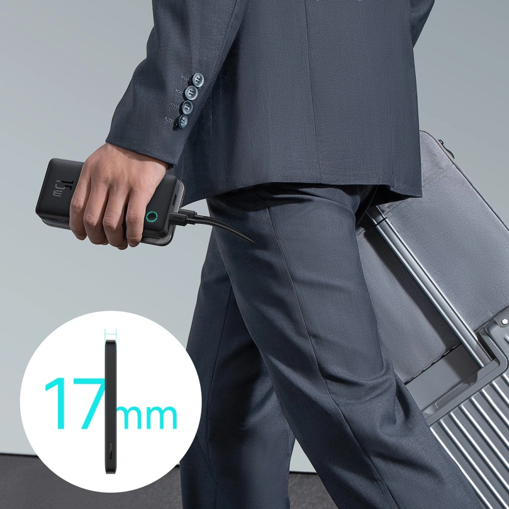 Powerbank Baseus Airpow Lite 10000mAh 15W z kablem Baseus Simple USB-C 30cm czarny