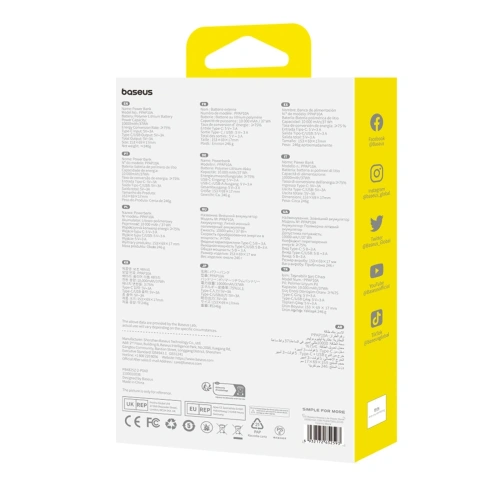 Powerbank Baseus Airpow Lite 10000mAh 15W z kablem Baseus Simple USB-C 30cm czarny