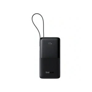 Powerbank Baseus Bipow 2 10000mah 20W z cyfrowym wyświetlaczem + wbudowany kabel USB-C czarny