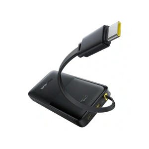 Powerbank Baseus Bipow 2 10000mah 20W z cyfrowym wyświetlaczem + wbudowany kabel USB-C czarny