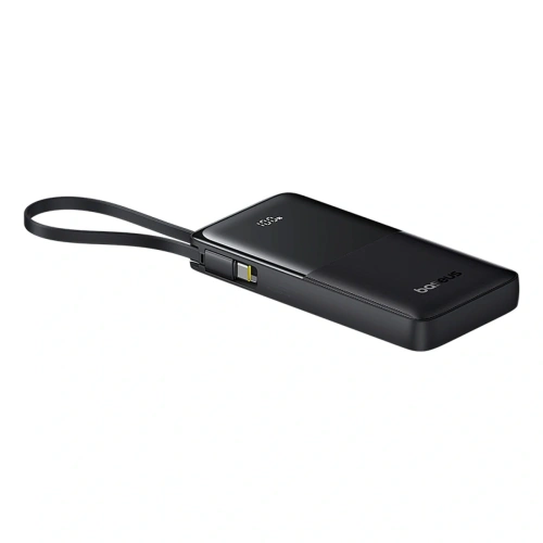 Powerbank Baseus Bipow 2 10000mah 20W z cyfrowym wyświetlaczem + wbudowany kabel USB-C czarny