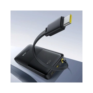 Powerbank Baseus Bipow 2 10000mah 20W z cyfrowym wyświetlaczem + wbudowany kabel USB-C czarny