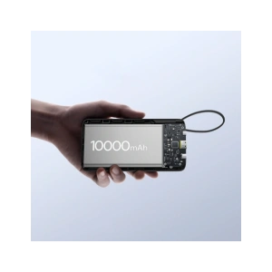 Powerbank Baseus Bipow 2 10000mah 20W z cyfrowym wyświetlaczem + wbudowany kabel USB-C czarny