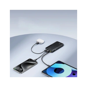 Powerbank Baseus Bipow 2 10000mah 20W z cyfrowym wyświetlaczem + wbudowany kabel USB-C czarny