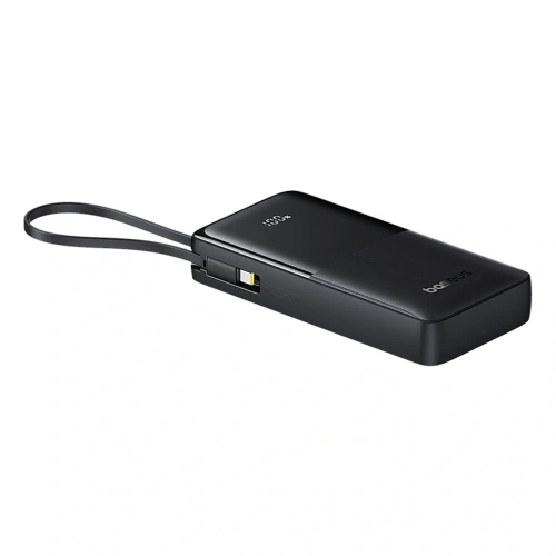 Powerbank Baseus Bipow 2 20000mah 20W z cyfrowym wyświetlaczem + wbudowany kabel USB-C czarny