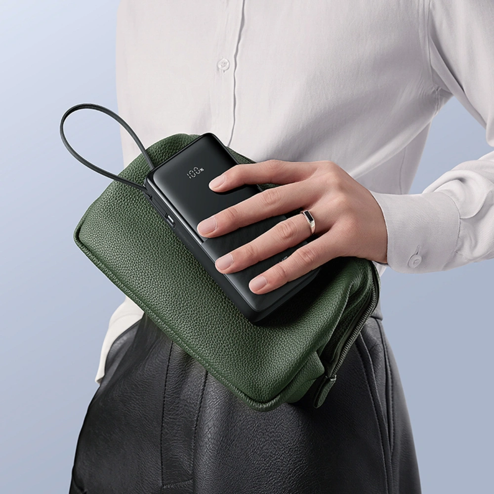 Powerbank Baseus Bipow 2 20000mah 20W z cyfrowym wyświetlaczem + wbudowany kabel USB-C czarny