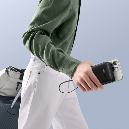 Powerbank Baseus Bipow 2 20000mah 20W z cyfrowym wyświetlaczem + wbudowany kabel USB-C czarny