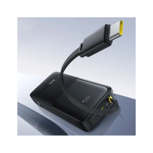 Powerbank Baseus Bipow 2 20000mah 20W z cyfrowym wyświetlaczem + wbudowany kabel USB-C czarny