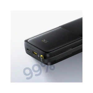 Powerbank Baseus Bipow 2 20000mah 20W z cyfrowym wyświetlaczem + wbudowany kabel USB-C czarny