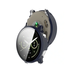 Etui ze szkłem do zegarka Bizon Case+Glass Watch do Garmin Venu 4 41mm ciemnoniebieskie