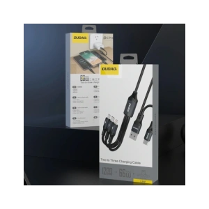 Kabel Dudao L3W USB-A / USB-C do Lightning / USB-C / MicroUSB 66W czarny