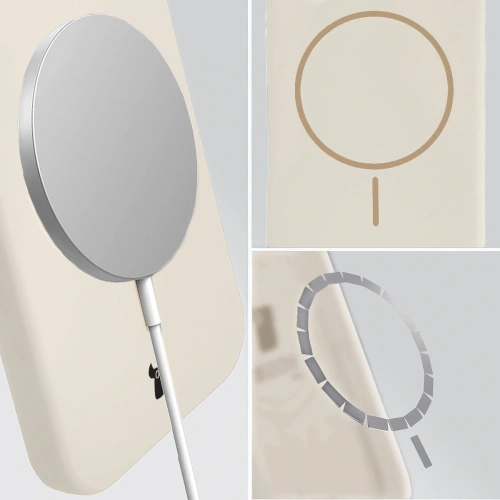 Silikonowe etui z pierścieniem magnetycznym Bizon Soft Case Magnetic do Apple iPhone Air écru