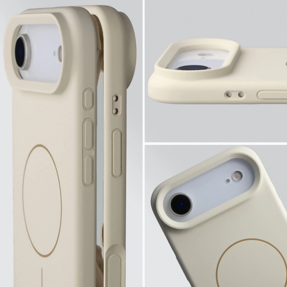 Silikonowe etui z pierścieniem magnetycznym Bizon Soft Case Magnetic do Apple iPhone Air écru