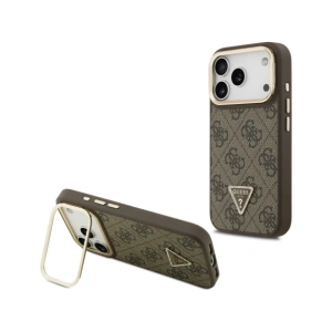 Etui Guess 4G PU Triangle Logo & Stand Camera Magsafe do Apple iPhone 17 Pro brązowy
