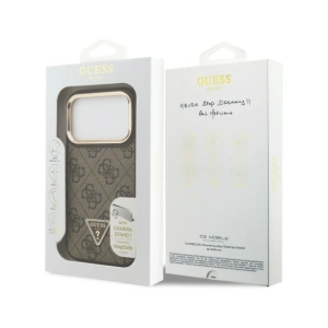 Etui Guess 4G PU Triangle Logo & Stand Camera Magsafe do Apple iPhone 17 Pro brązowy