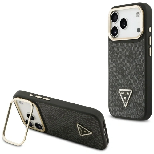Etui Guess 4G PU Triangle Logo & Stand Camera Magsafe do Apple iPhone 17 Pro czarny
