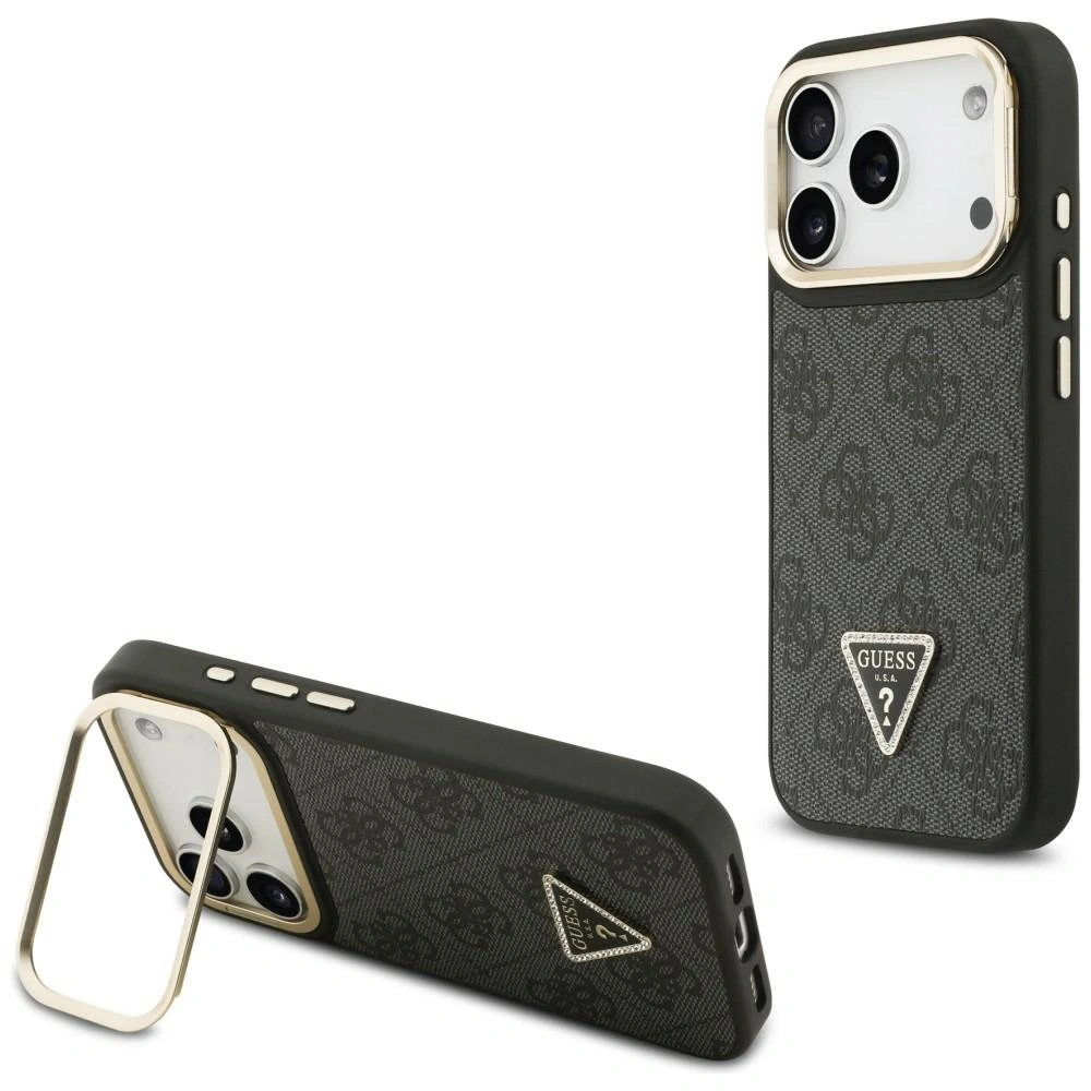 Etui Guess 4G PU Triangle Logo & Stand Camera Magsafe do Apple iPhone 17 Pro czarny