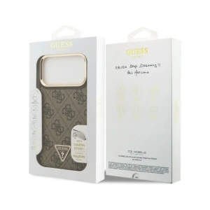 Etui Guess 4G PU Triangle Logo & Stand Camera Magsafe do Apple iPhone 17 Pro Max brązowy