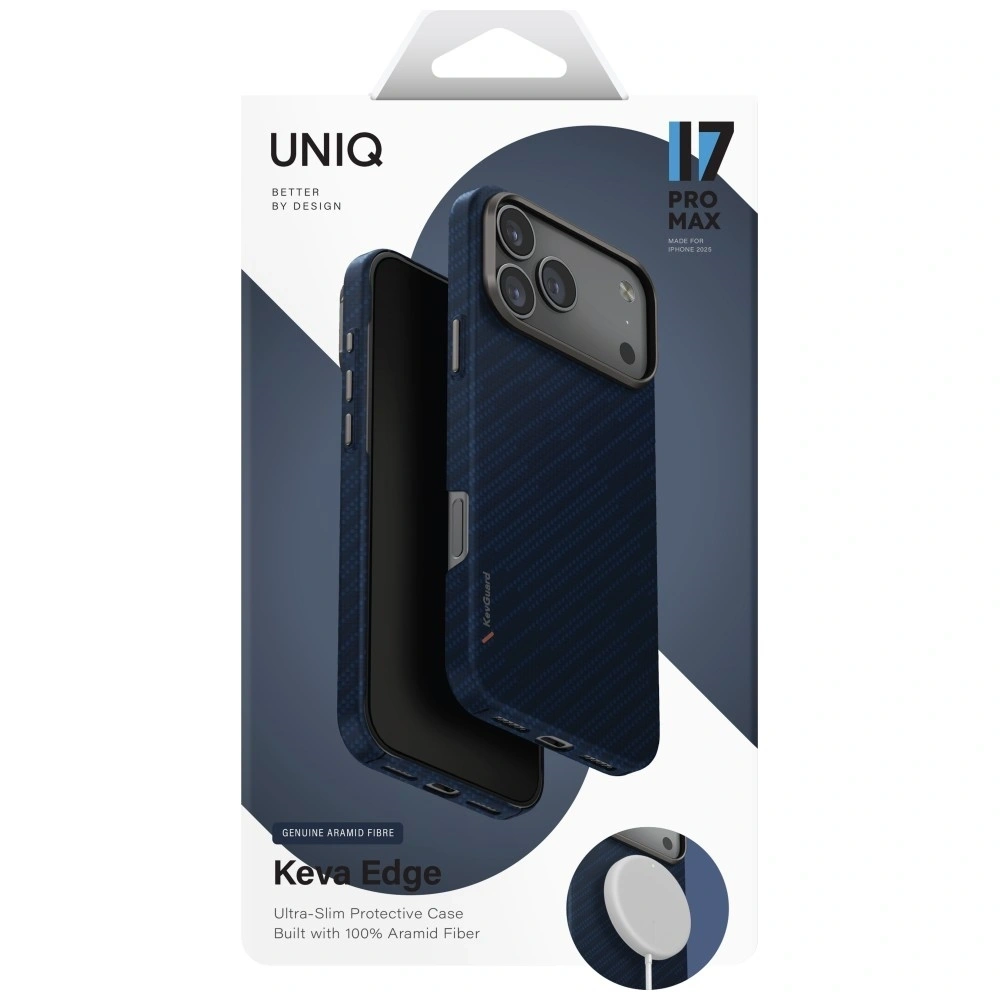 Etui UNIQ Keva EDGE do Apple iPhone 17 Pro Max Magclick Charging niebieski