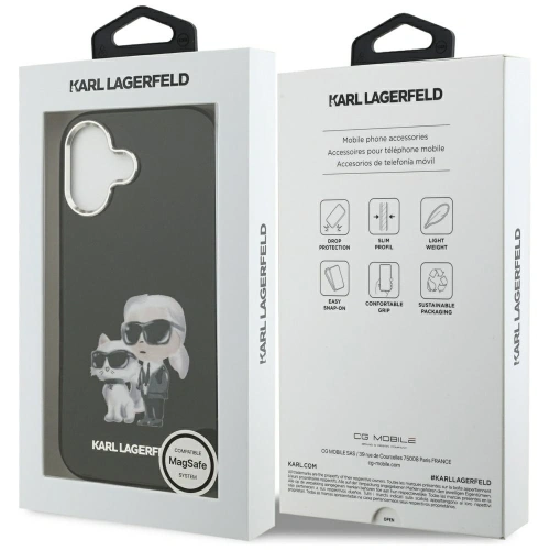 Etui Karl Lagerfeld IML Aquarelle Karl & Choupette & Logo MagSafe do Apple iPhone 17 czarny
