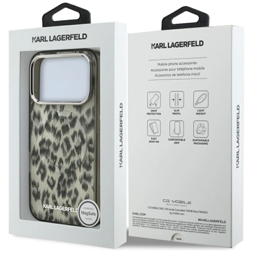 Etui Karl Lagerfeld IML Leopard Pattern MagSafe do Apple iPhone 17 Pro brązowy
