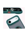 Etui z uchwytem na palec Bizon Case Hybrid Ring do Apple iPhone Air przydymione z ciemnozieloną ramką