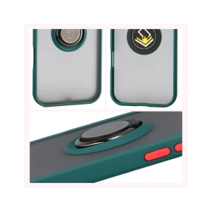 Etui z uchwytem na palec Bizon Case Hybrid Ring do Apple iPhone Air przydymione z ciemnozieloną ramką