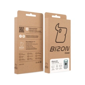 Etui z uchwytem na palec Bizon Case Hybrid Ring do Apple iPhone Air przydymione z ciemnozieloną ramką