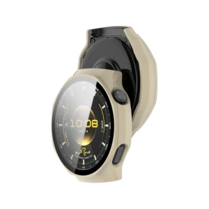 Etui ze szkłem do zegarka Bizon Case+Glass Watch do Huawei Watch GT6 Pro 46mm beżowe