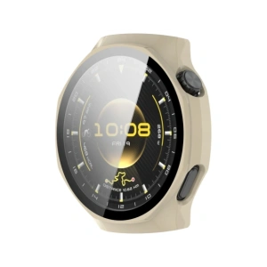 Etui ze szkłem do zegarka Bizon Case+Glass Watch do Huawei Watch GT6 Pro 46mm beżowe