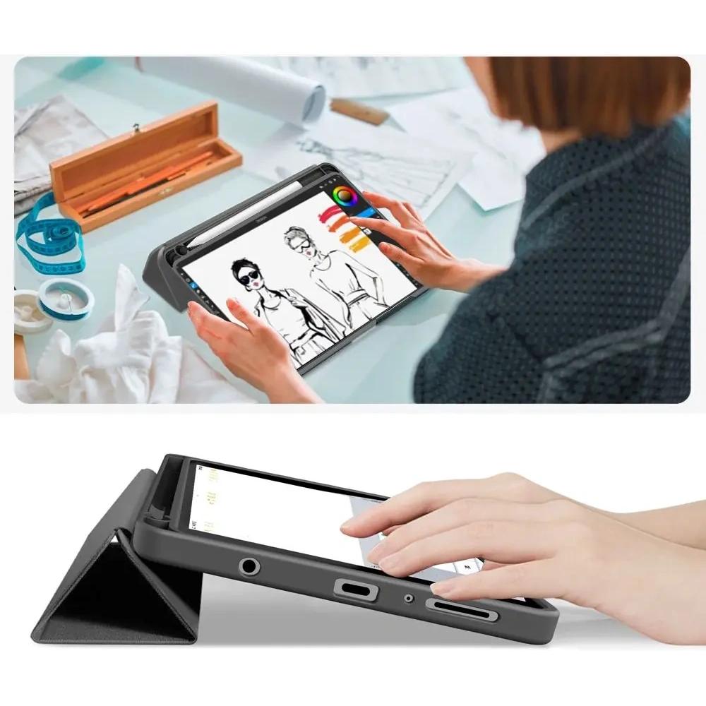 Etui Tech-Protect SmartCase Pen Canvas do Samsung Galaxy Tab A9 / A11 8.7 X110 / X115 / X133 / X135 Charcoal Grey