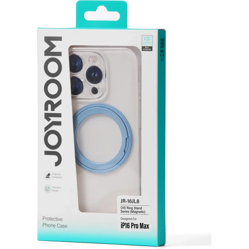 Etui Joyroom JR-16JL6 MagSafe do Apple iPhone 16 Pro Max z ringiem-podstawką 360° niebieskie