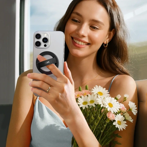 Pierścien magnetyczny na palec Joyroom JR-ZS500 kompatybilny z MagSafe czarny