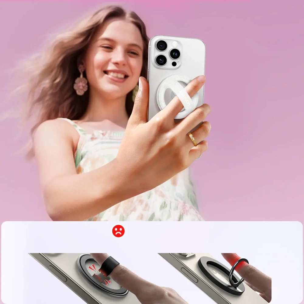 Pierścien magnetyczny na palec Joyroom JR-ZS500 kompatybilny z MagSafe biały