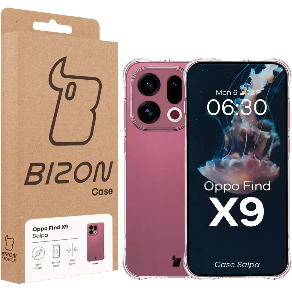 Elastyczne etui Bizon Case Salpa do Oppo Find X9 przezroczyste