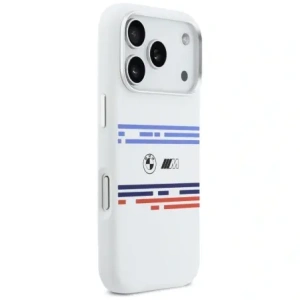 Etui BMW M Silicon Horizontal Line MagSafe do Apple iPhone 17 Pro biały