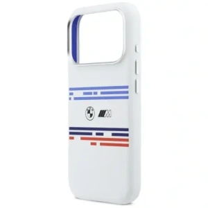 Etui BMW M Silicon Horizontal Line MagSafe do Apple iPhone 17 Pro biały