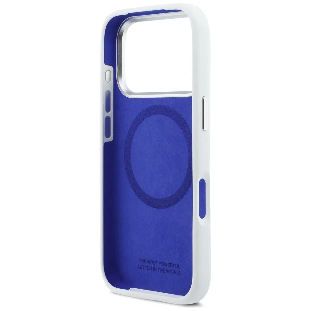 Etui BMW M Silicon Horizontal Line MagSafe do Apple iPhone 17 Pro biały