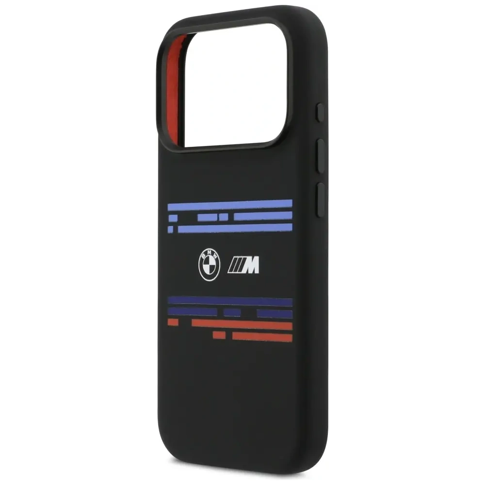 Etui BMW M Silicon Horizontal Line MagSafe do Apple iPhone 17 Pro czarny
