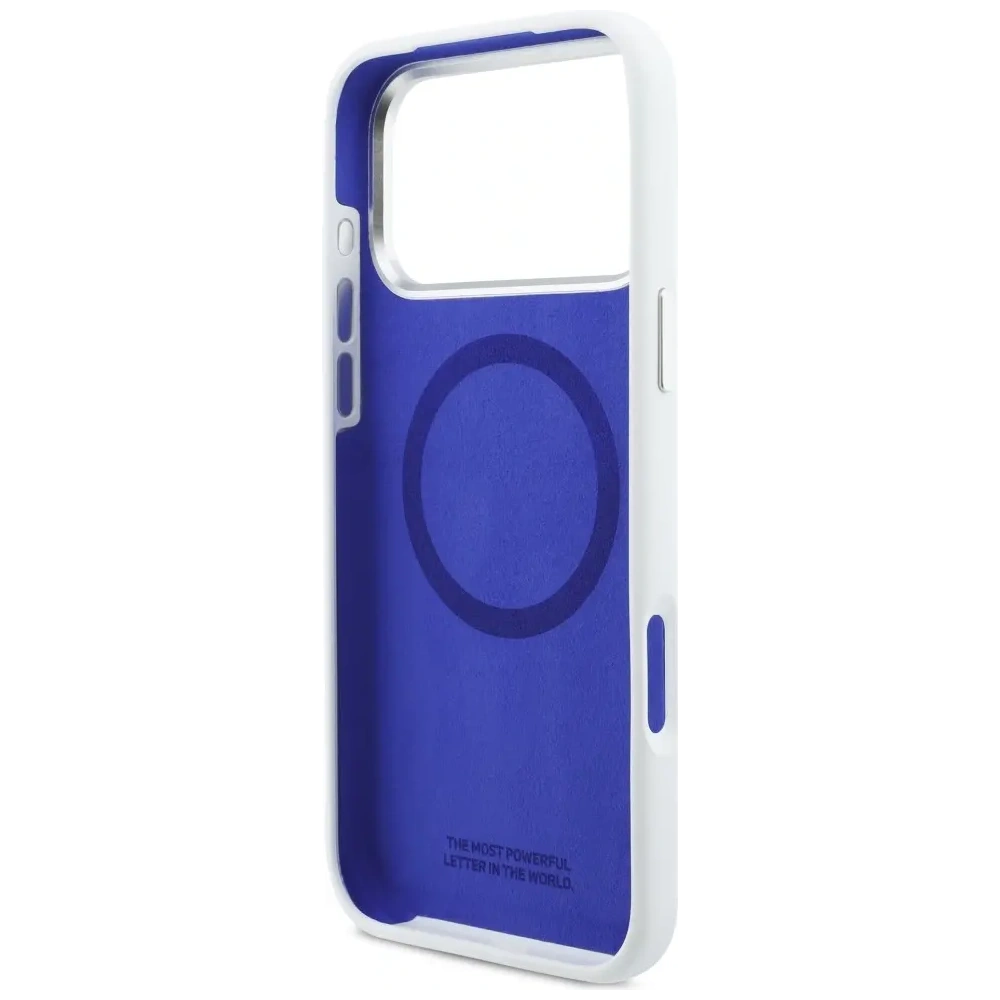 Etui BMW M Silicon Horizontal Line MagSafe do Apple iPhone 17 Pro Max biały