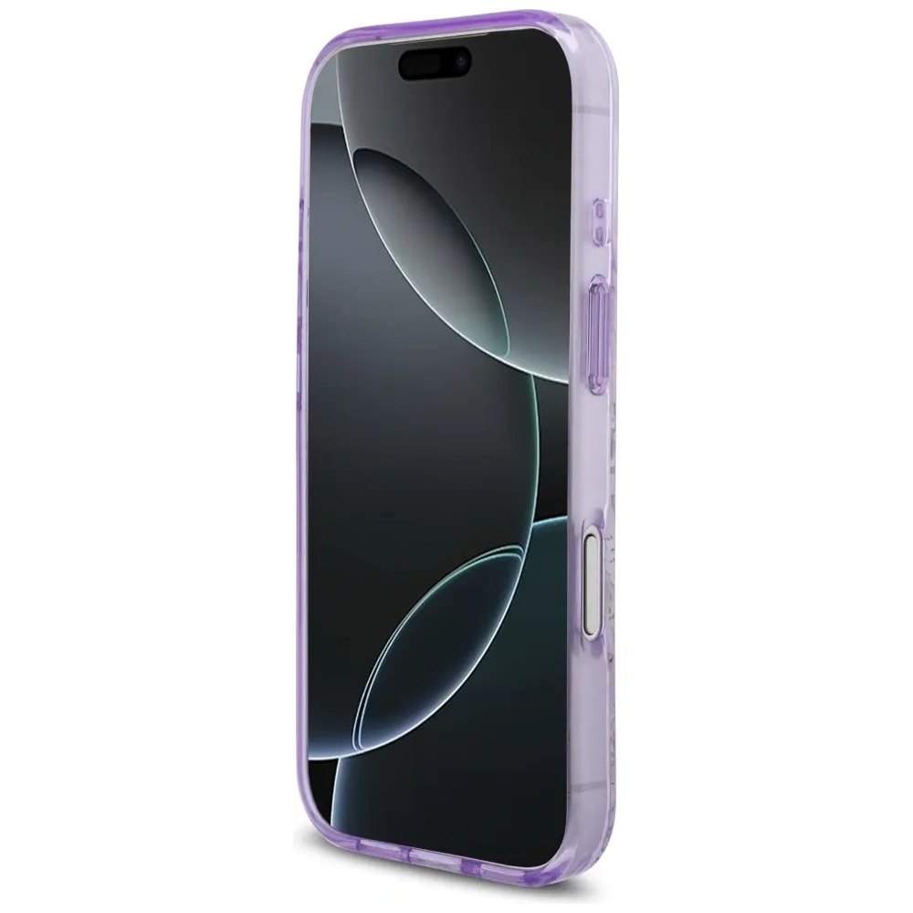 Etui Guess IML Flower & Tonal Circle MagSafe do Apple iPhone 17 Pro fioletowy