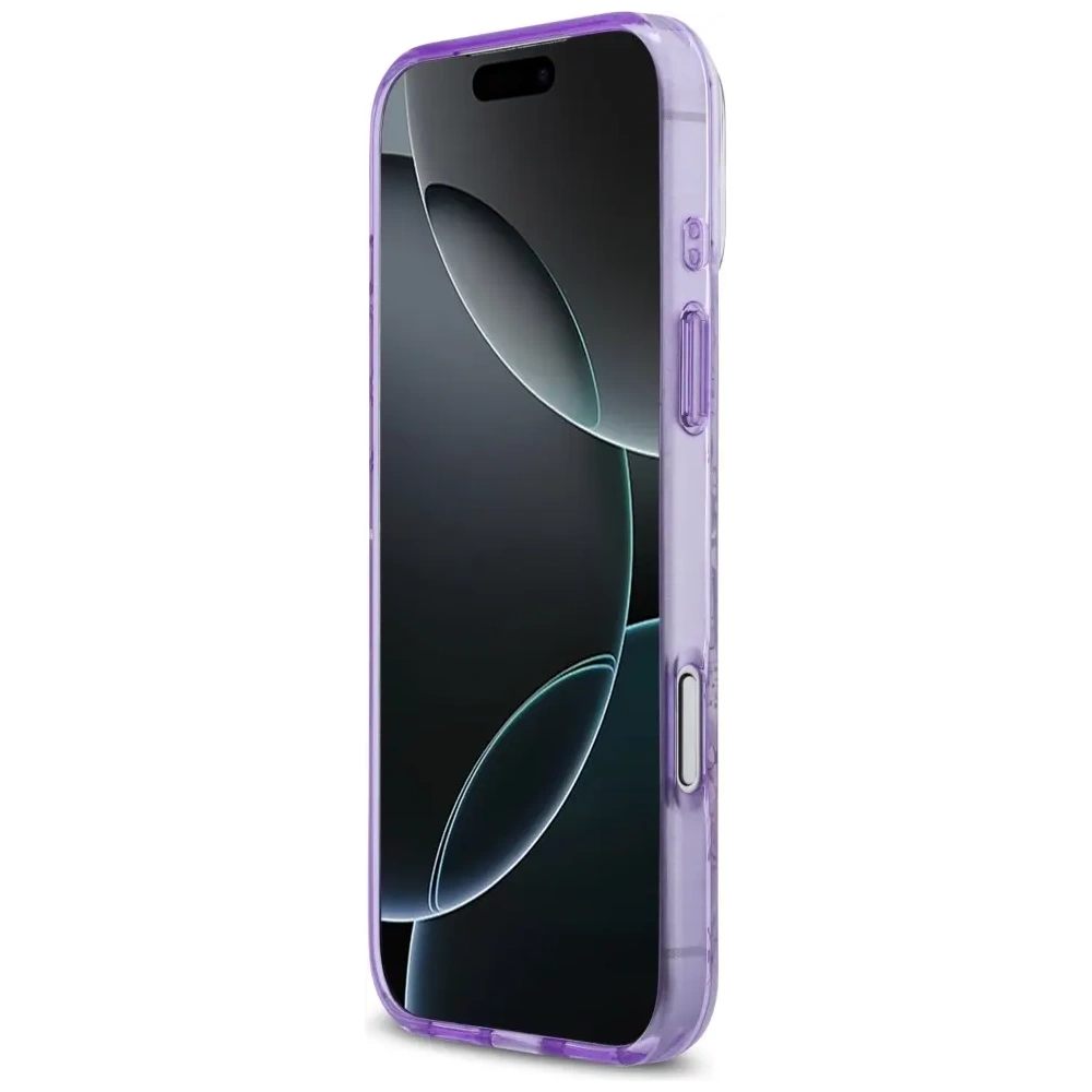 Etui Guess IML Flower & Tonal Circle MagSafe do Apple iPhone 17 Pro Max fioletowy