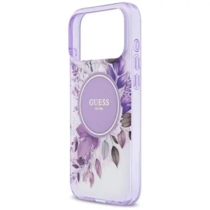 Etui Guess IML Flower & Tonal Circle MagSafe do Apple iPhone 17 Pro Max fioletowy