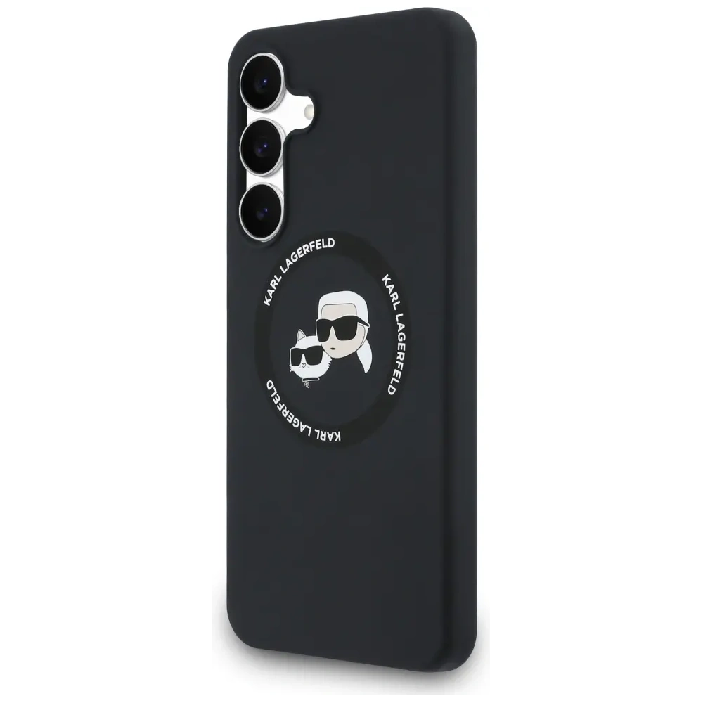 Etui Karl Lagerfeld Silicone Karl&Choupette Heads MagSafe do Samsung Galaxy S25 FE czarny
