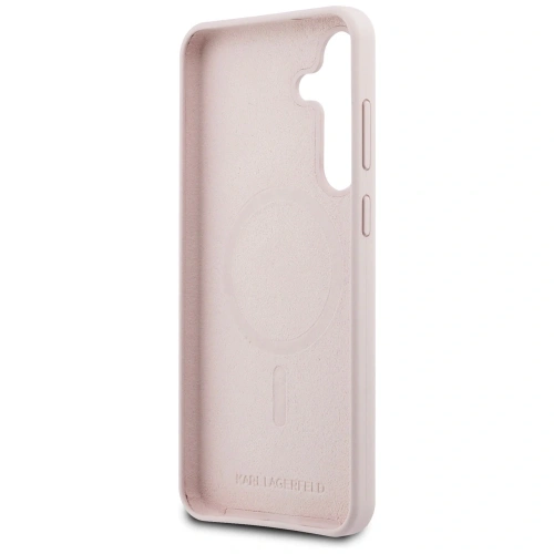 Etui Karl Lagerfeld Silicone Karl&Choupette Heads MagSafe do Samsung Galaxy S25 FE różowy