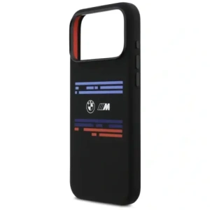 Etui BMW M Silicon Horizontal Line MagSafe do Apple iPhone 17 Pro Max czarny